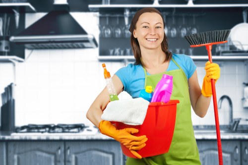 Commercial cleaner in Barnet preparing an office space