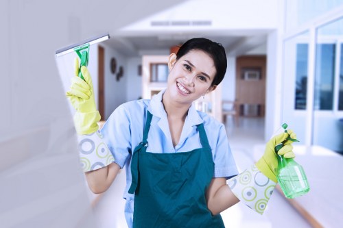 Dusting and sanitising living room surfaces during deep cleaning